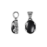 Sterling Silver Tribal Oval Pendant With Black Onyx Stone